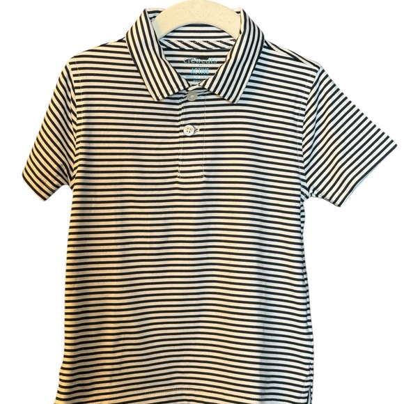 J Crew Crewcuts Black Striped Performance Short Sleeve Polo Boys XXS 2-3 NWT - Picture 2 of 4